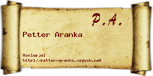 Petter Aranka névjegykártya